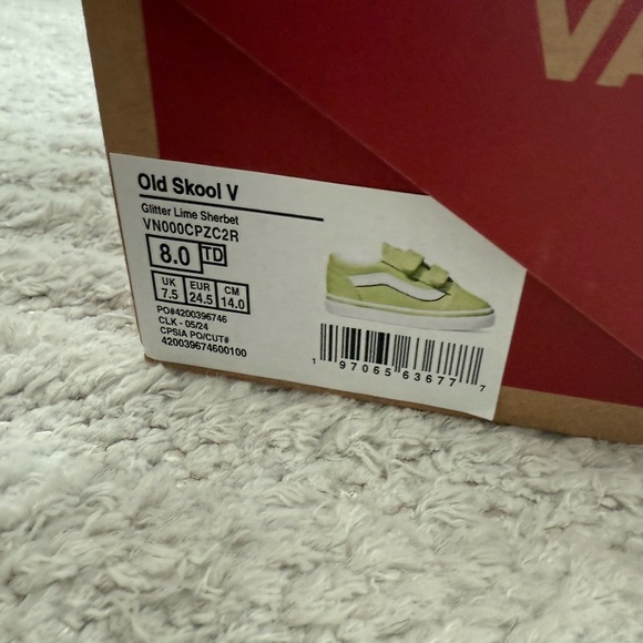 Vans Toddler Old School V Green Glitter Sherbert - Size 8 - Picture 5 of 5